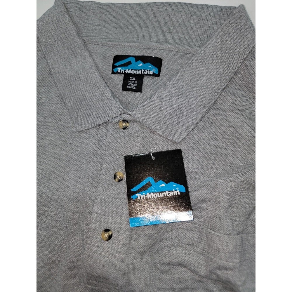 Tri-Mountain Mens Size 6XL Polo Shirt Gray Short Sleeve Golf Collared NWT - Picture 5 of 11